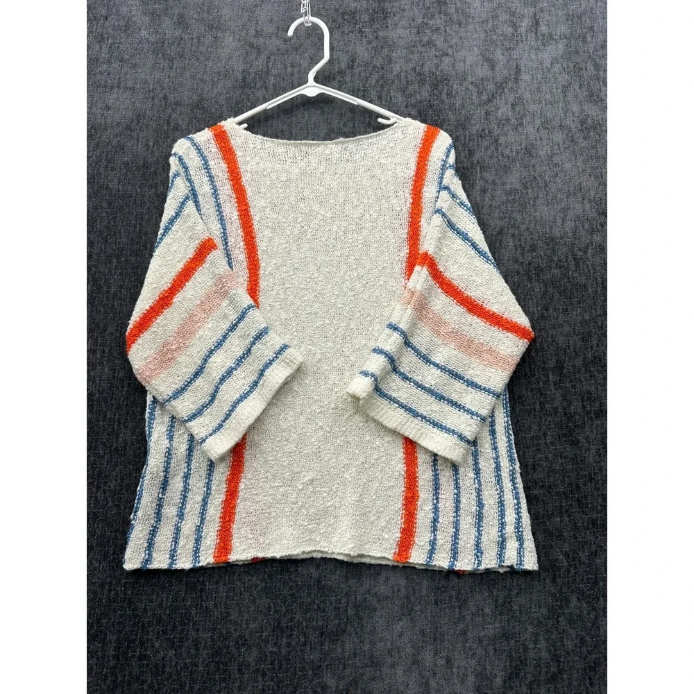 Dokotoo Sweater Womens‎ Medium White Colorblock Striped Comfy Cable Knit Winter
